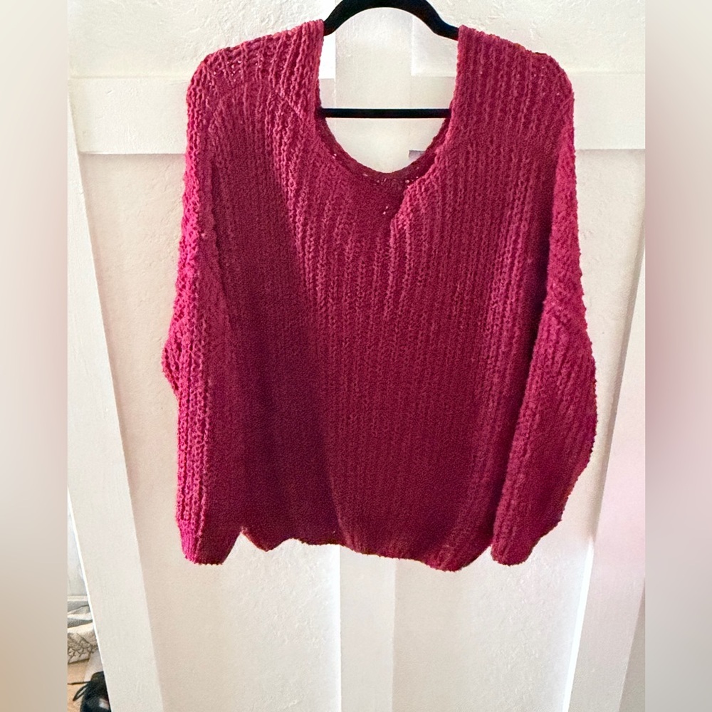 Cozy V-Neck Knit Sweater Vest in Deep Berry